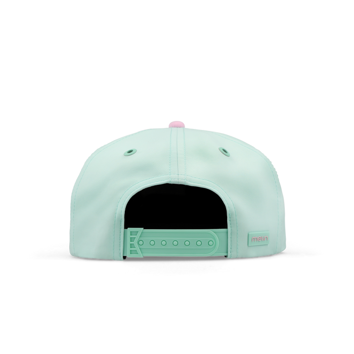 The back view of the melin Split Crushed Fit Eagle Hydro hat in south beach