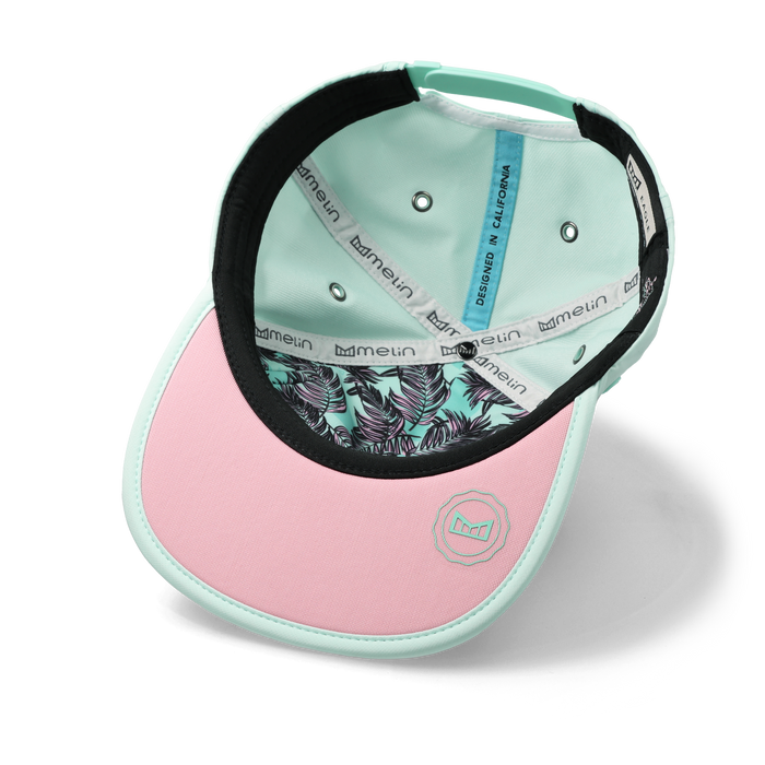 The inside view of the melin Split Crushed Fit Eagle Hydro hat in south beach