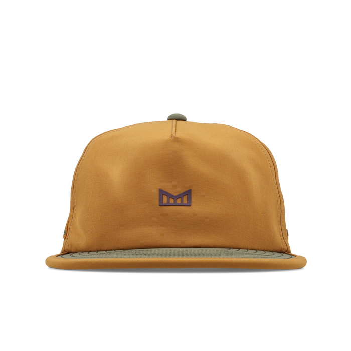 The front view of the melin Split Crushed Fit Eagle Hydro hat in transit