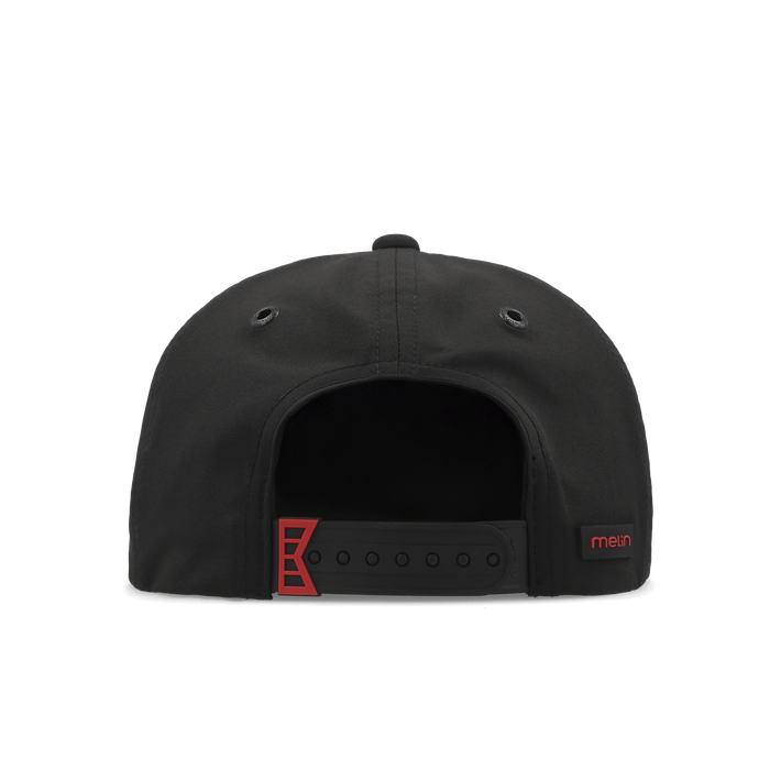 The back view of the melin Split Crushed Fit Eagle Mayhem Hydro hat in black