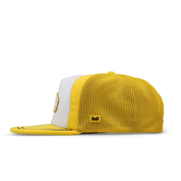 The side view of the melin Split Crushed Fit Eagle MPH Pit Crew Hydro hat in golden