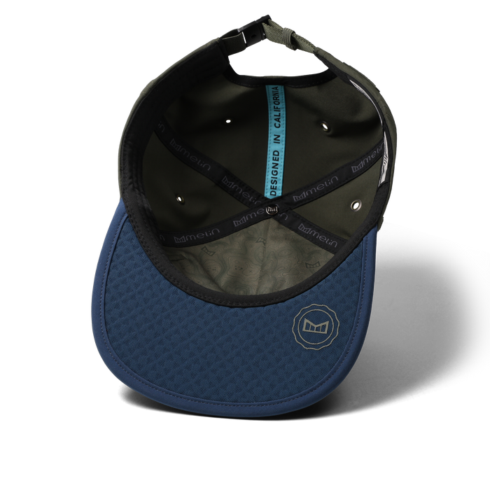 The inside view of the melin Eagle Packable Hydro Split Crushed Fit in Kalamata