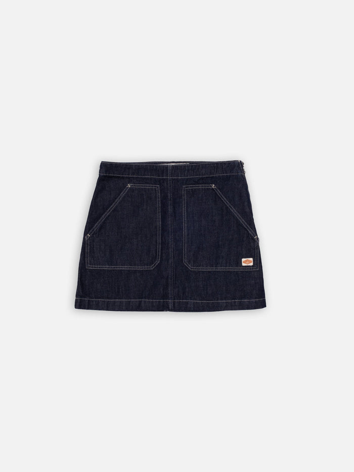 Elvy Workwear Denim Skirt - Dark Blue
