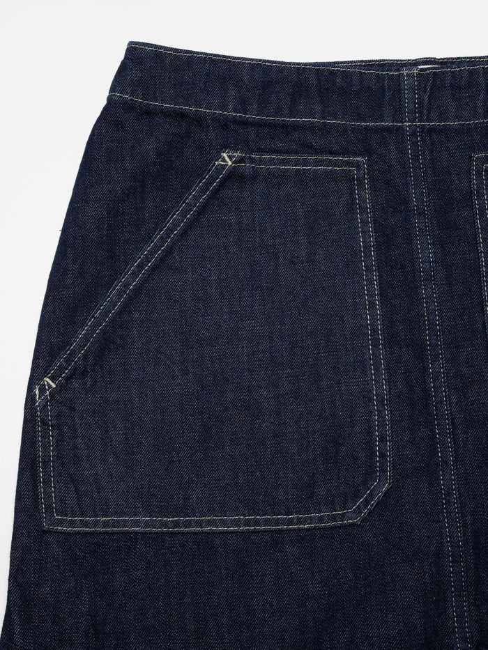 Elvy Workwear Denim Skirt - Dark Blue
