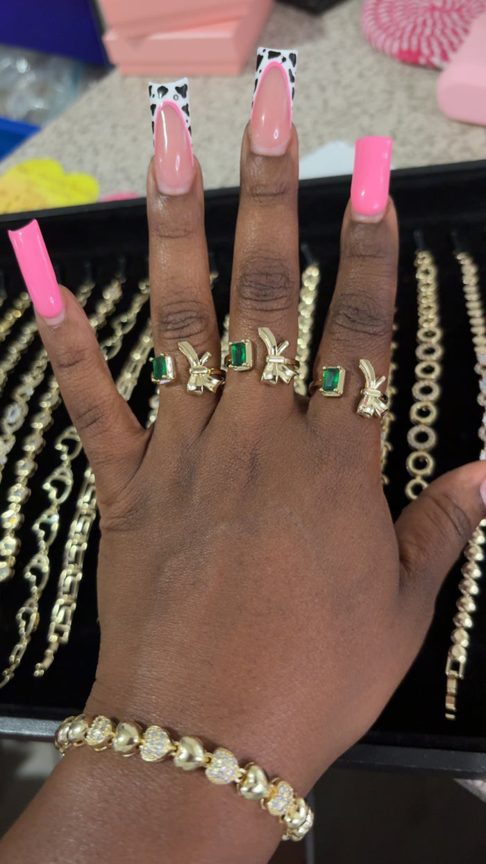 Emerald Green Bow Ring