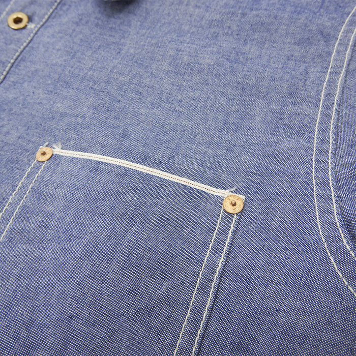 F3487 CHAMBRAY PULL OVER SHIRT - BLUE