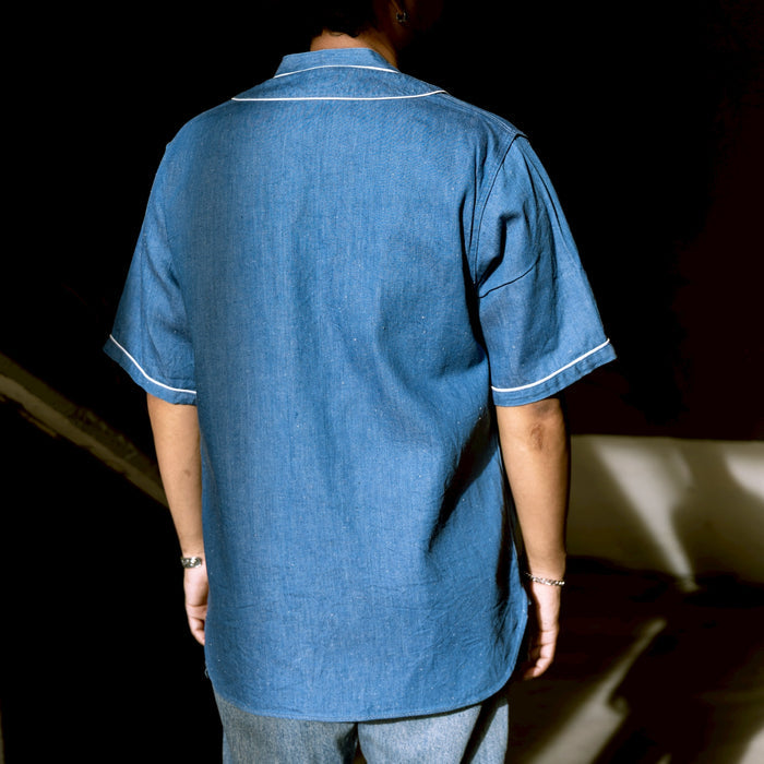 F3490 DENIM BASEBALL SHIRT - BLUE
