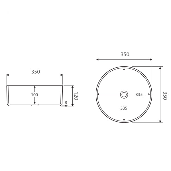 Fienza Reba Ceramic Above Counter Basin - Matte Black specs