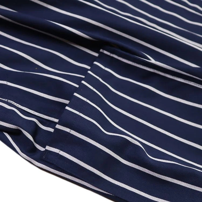 FISHERMAN'S BIB OVERALL STRIPE - NAVY