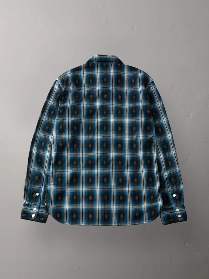 FN-SNW-004L SHIRT - NATIVE CHECK WESTERN - SAX