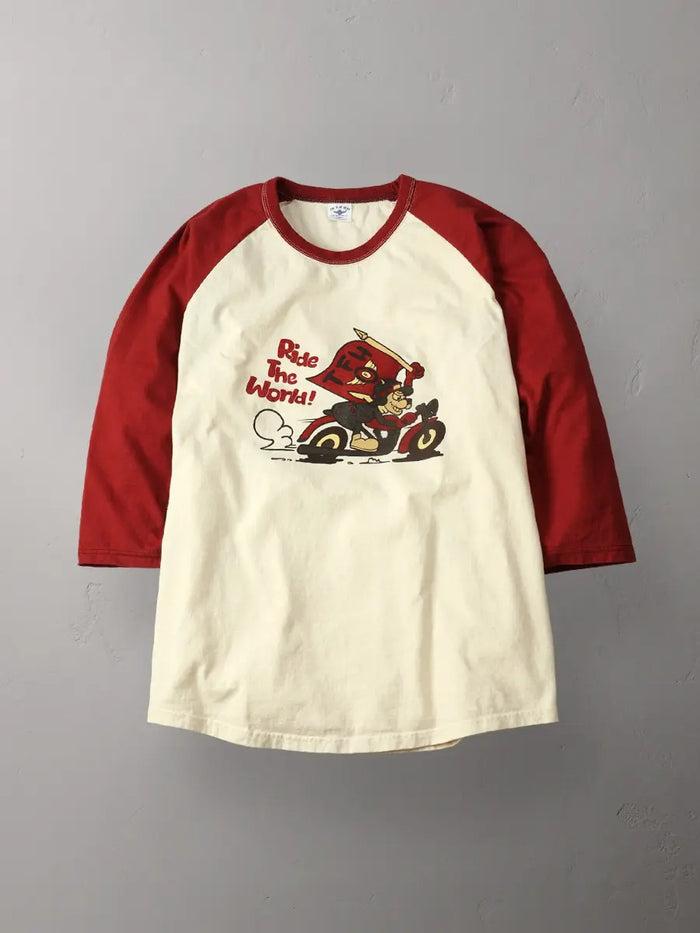 FN-TSRB-003 RAGLAN Q/S T-SHIRT - R.T.W - IVORY/RED