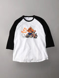 FN-TSRB-003 RAGLAN Q/S T-SHIRT - R.T.W - WHITE/BLACK