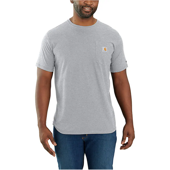 FORCE RELAXED FIT MIDWEIGHT SHORT-SLEEVE POCKET T-SHIRT - HEATHER GRAY