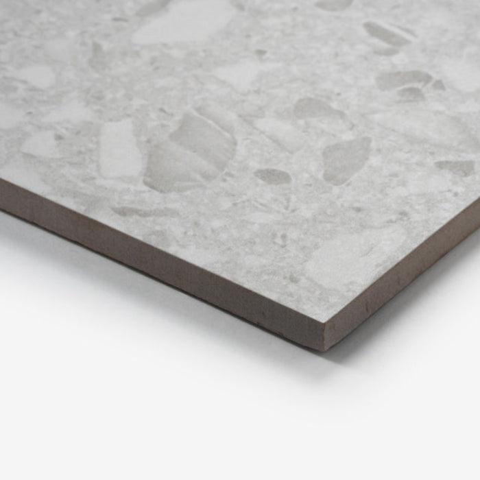 Oblique Grey Clio Terrazzo Tile Tech Grip 300 x 600mm Porcelain  - The Blue Space