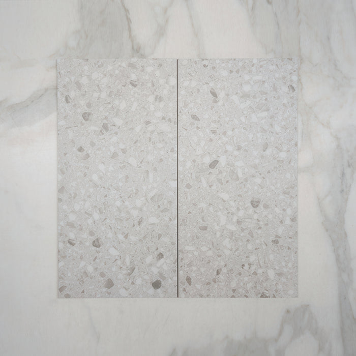 Double No Hand Grey Clio Terrazzo Tile Tech Grip 300 x 600mm Porcelain  - The Blue Space