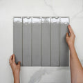 Pattern With Hand Grigio Theo Subway Tile 75 x 400mm Italian Porcelain  - The Blue Space