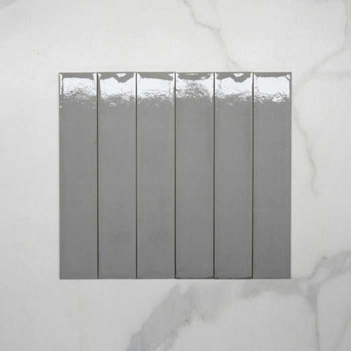 Faces No Hand Grigio Theo Subway Tile 75 x 400mm Italian Porcelain  - The Blue Space