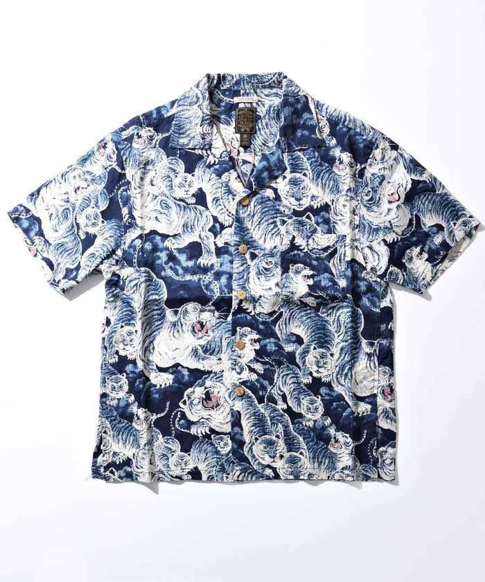 GS2449926A INDIGO HUNDLED TIGER SHIRTS - INDIGO