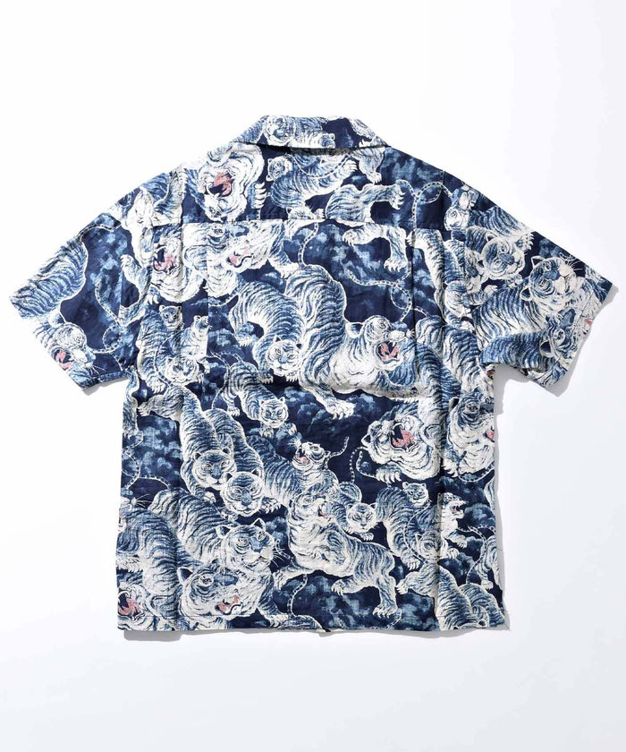 GS2449926A INDIGO HUNDLED TIGER SHIRTS - INDIGO
