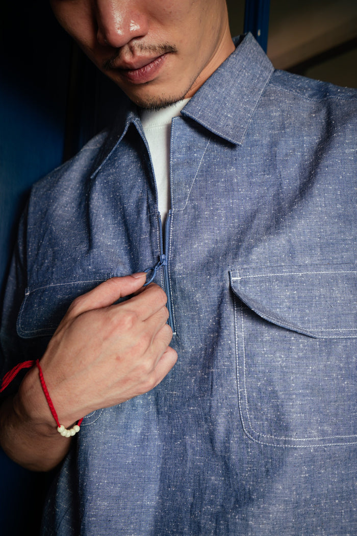 HALF ZIP WORK SHIRT - NEP CHAMBRAY