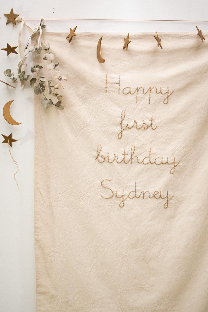 Hand Embroidered Birthday Banner
