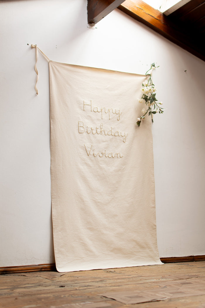 Hand Embroidered Birthday Banner