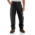 ICONIC BO1 FIRM DUCK DOUBLE-FRONT DUNGAREE WORK PANTS - BLACK