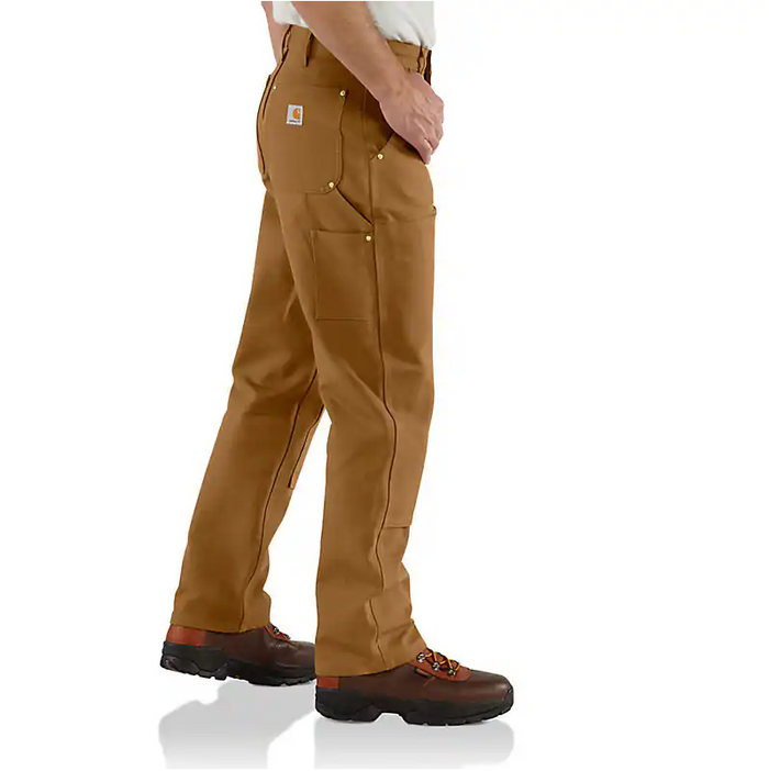 ICONIC BO1 FIRM DUCK DOUBLE-FRONT DUNGAREE WORK PANTS - CARHARTT BROWN