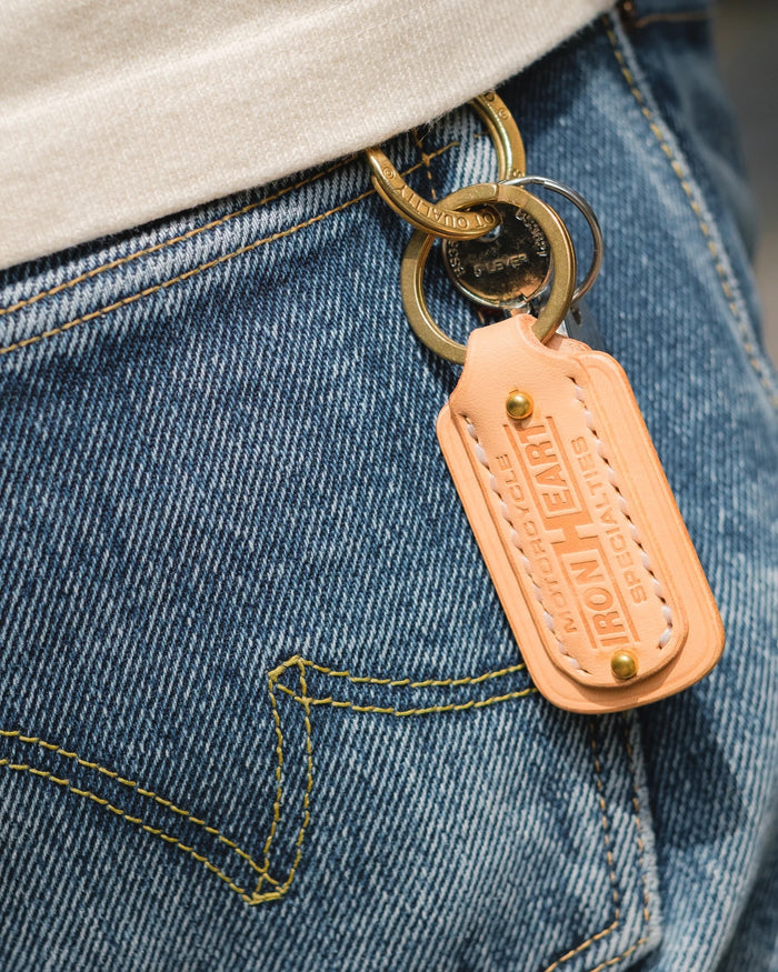 IHG-067 Buttero Leather Key Ring w/Embossed Iron Heart Logo - NATURAL