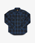 IHSH-264-NAV Ultra Heavy Flannel Ombré Check Western Shirt - NAVY/BLACK