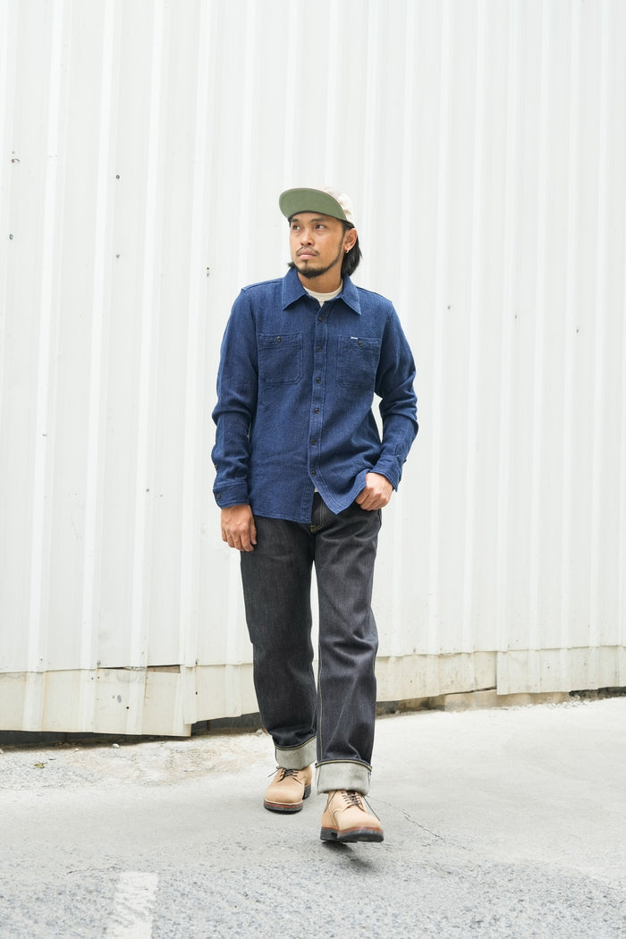 IHSH-96 Waffle Work Shirt - INDIGO
