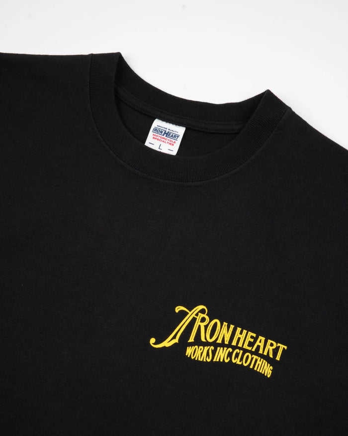 IHT-2501 7.5oz Printed Loopwheel Crew Neck T-Shirt - BLACK