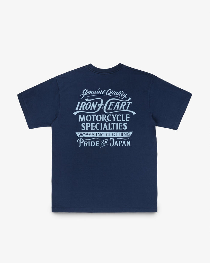 IHT-2505-NAV 7.5oz Printed Loopwheel Crew Neck T-Shirt - NAVY