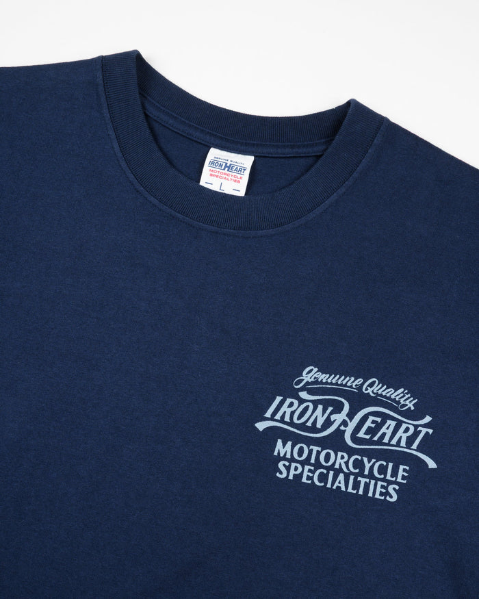 IHT-2505-NAV 7.5oz Printed Loopwheel Crew Neck T-Shirt - NAVY