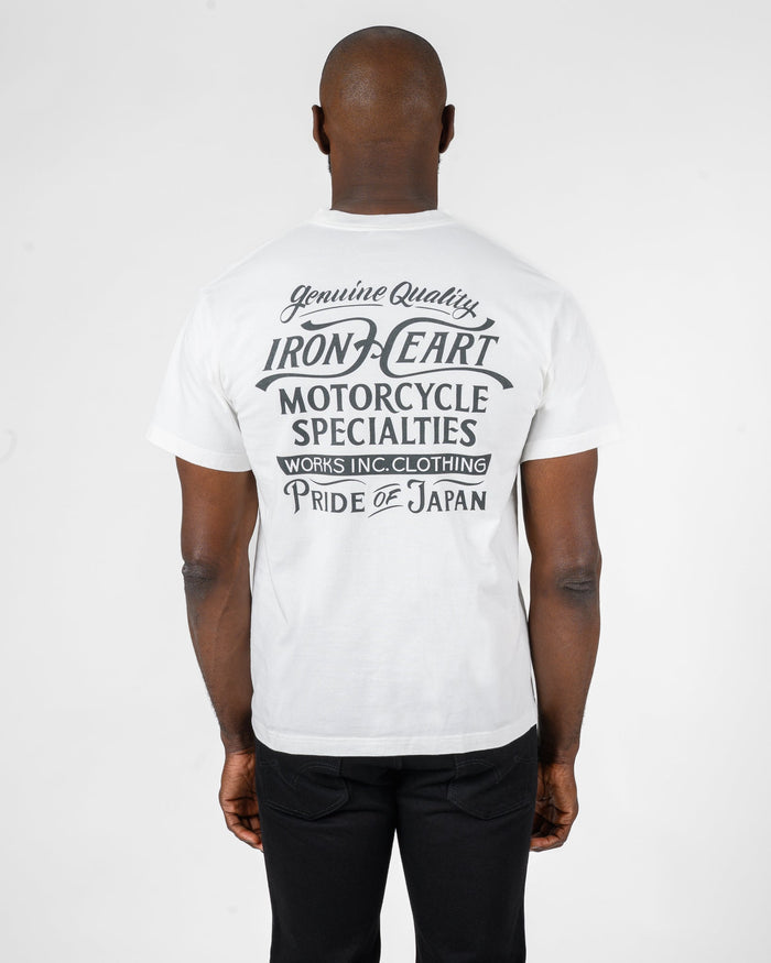 IHT-2505-WHT 7.5oz Printed Loopwheel Crew Neck T-Shirt - WHITE
