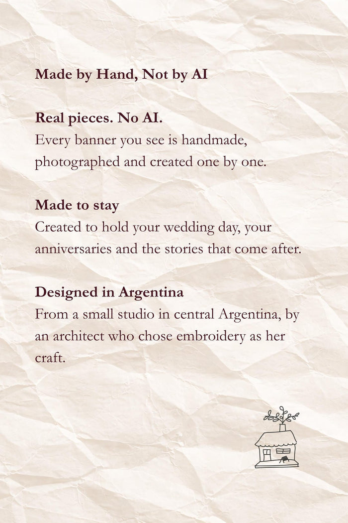 Made by hand, not by AI — real handmade banners designed in Argentina
