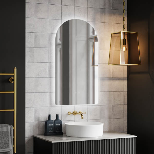 Ingrain Arched Frameless Arch Mirror with Backlit LED - The Blue Space