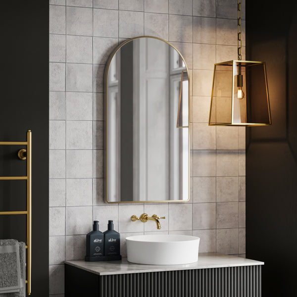 INLAM5090-BG | Ingrain Arch Brushed Gold Framed Mirror 500mm by 900mm