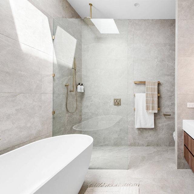 Ivory Tilly Tundra Stone Tile Matte Tech Grip 300 x 600 x 10mm Porcelain  | The Blue Space