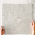 Pattern with Hand Ivory Tilly Tundra Stone Tile Matte Tech Grip 600 x 600 x 10mm Porcelain  - The Blue Space