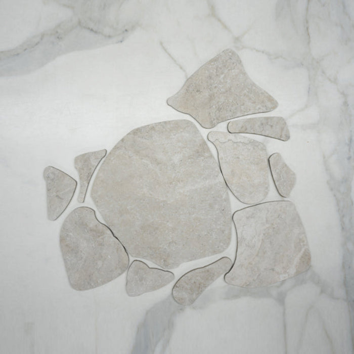No Hand Ivory Valerie Travertine Tile P4 Tech Grip Porcelain Crazy Pave  - The Blue Space