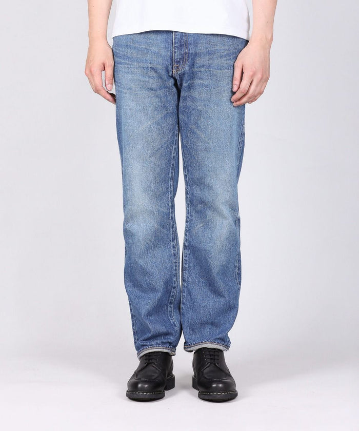 J404(M01) 12.5oz Africa Cotton Straight Selvedge Jeans (Aging Wash) - Mid Indigo