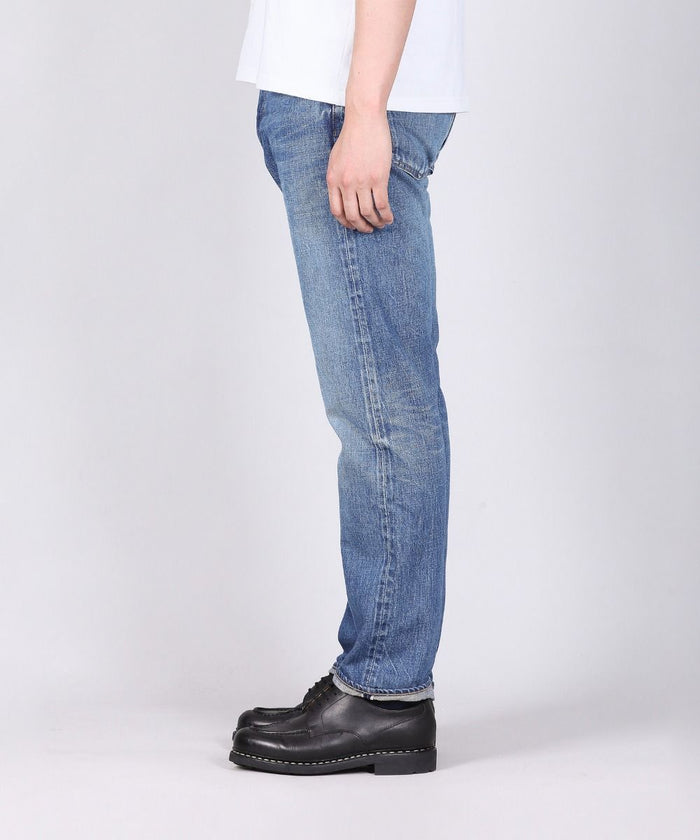 J404(M01) 12.5oz Africa Cotton Straight Selvedge Jeans (Aging Wash) - Mid Indigo