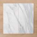 Kings Marble Carrara White Satin Cushioned Edge Ceramic Tile 300x600mm - The Blue Space