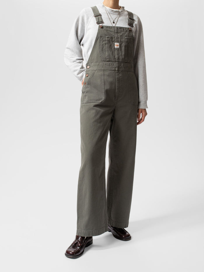 Klara Duck Canvas Dungarees - Green