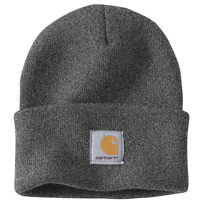 KNIT CUFFED BEANIE - COAL HEATHER