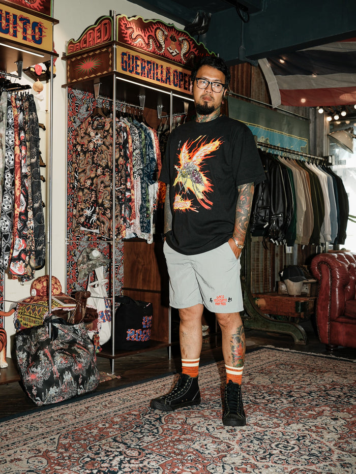 L. MOSQUITO TATTOO SHORTS - GREY