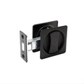 Side View Lane Cavity Slider Door Handle Privacy Door Handle Set Square Rosette Matte Black L521407 - The Blue Space