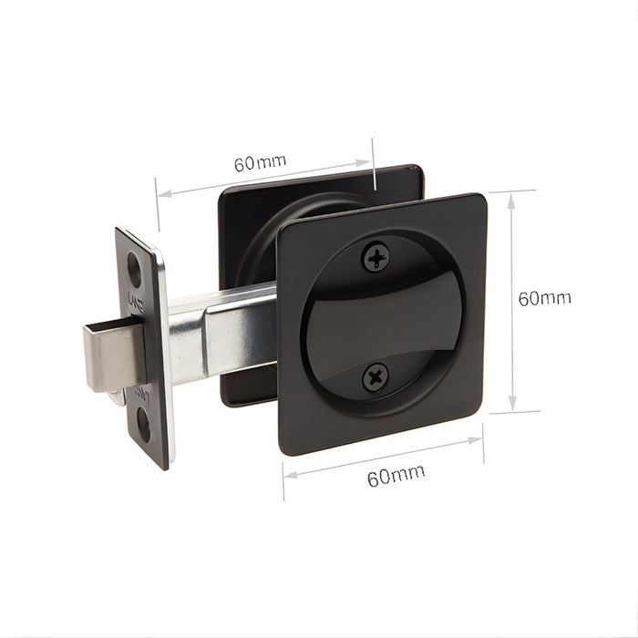 Lane Cavity Slider Door Handle Privacy Door Handle Set Square Rosette Matte Black L521407 - The Blue Space