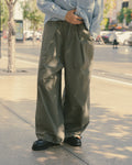 LIGHT PEACH TWILL CHINO STYLE BALLOON PANTS - GREEN